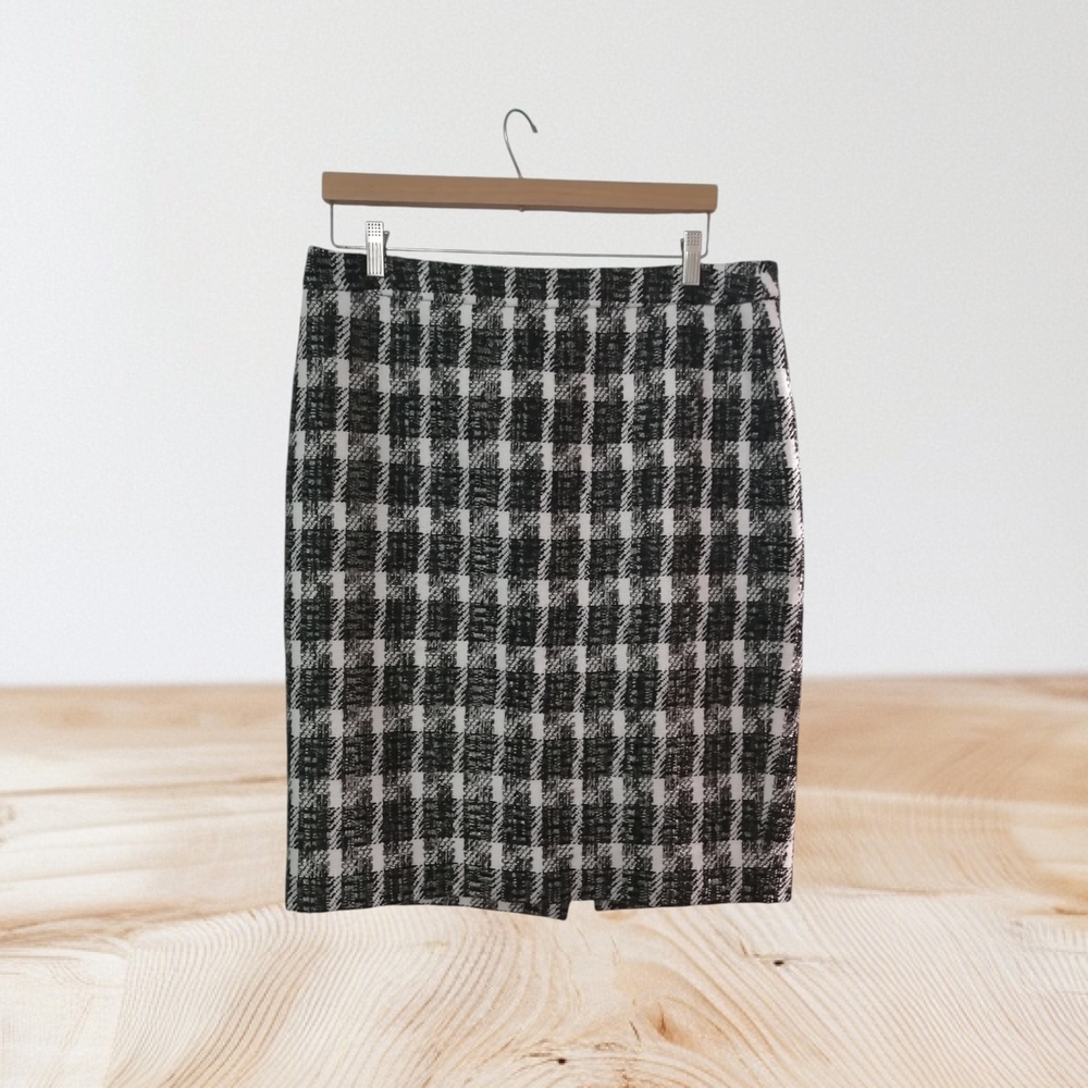 J. Crew Monochrome Checkered Pencil Skirt